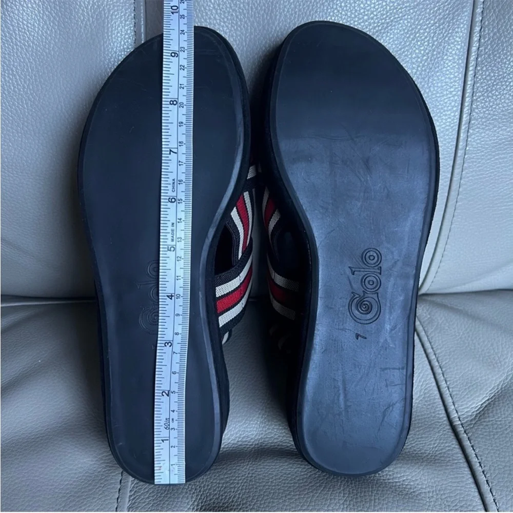 Golo Baird Elastic Strap Platform Sandal Sz 7 Black Red White Chunky Striped